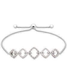 Diamond Chain Link Bolo Bracelet (1/10 ct. t.w.) in Sterling Silver