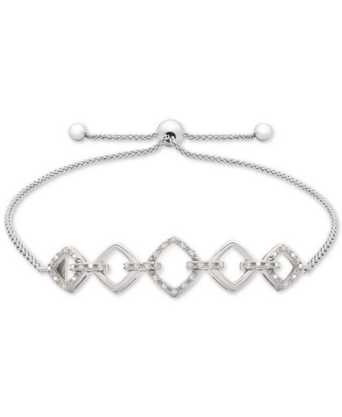 Macy's - Diamond Chain Link Bolo Bracelet (1/10 ct. t.w.) in Sterling Silver