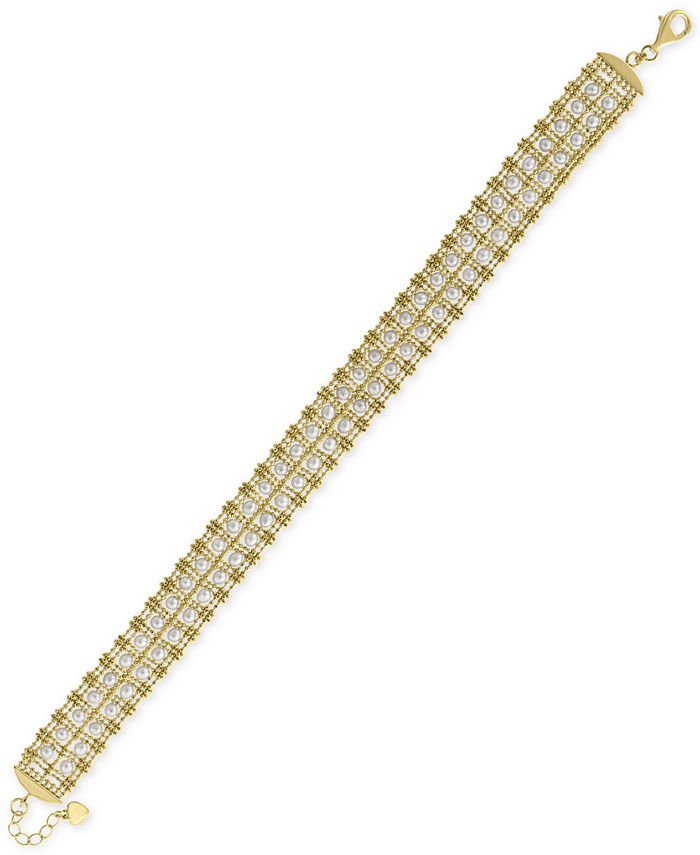 EFFY Collection - Cultured Freshwater Pearl (3-1/2mm) Link Bracelet in 18k Gold-Plated Sterling Silver