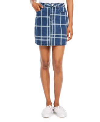 Indigo Rein - Juniors' Plaid Denim Skirt