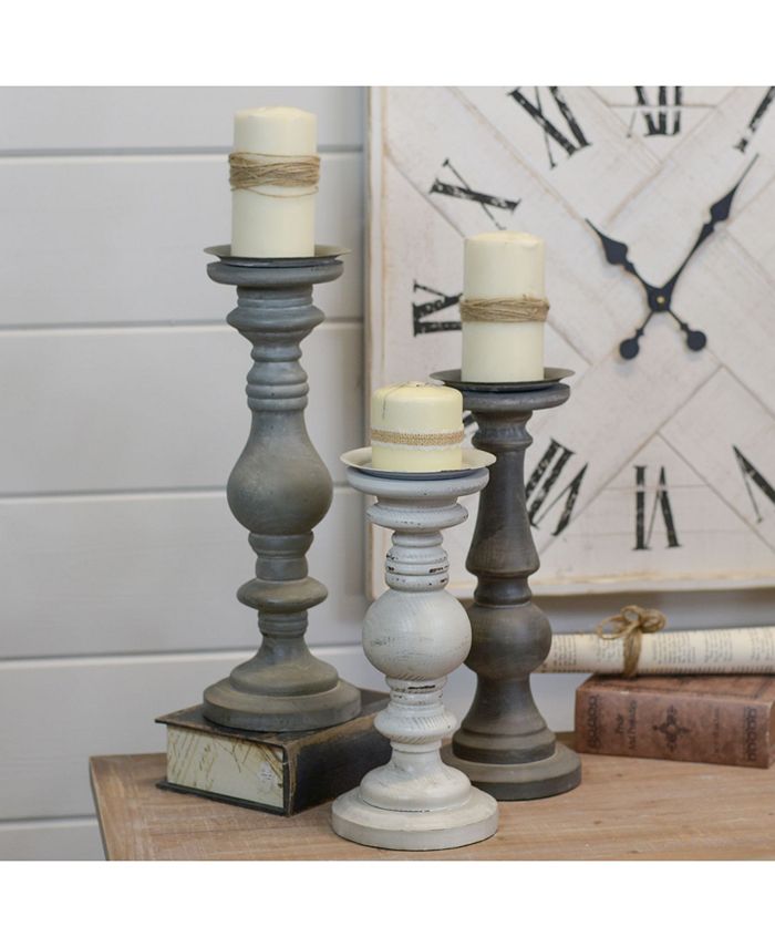 VIP Home & Garden 3Piece Wood Candle Holders Macy's