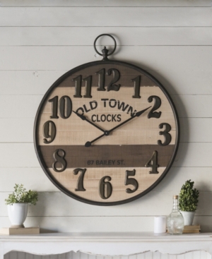 Vip Home & Garden 35" Metal And Wood Clock In Brown