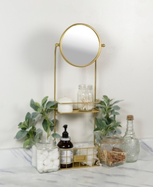 Vip Home & Garden Gold Metal Mirror With Shelves In Silver
