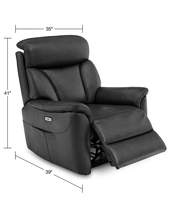 Furniture Brycin Leather Power Recliner with USB Power Outlet & Reviews Furniture Macy's