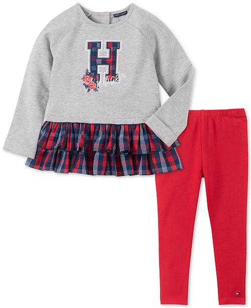 Tommy Hilfiger Baby Girls 2 Pc Paid Hem Tunic Leggings Set