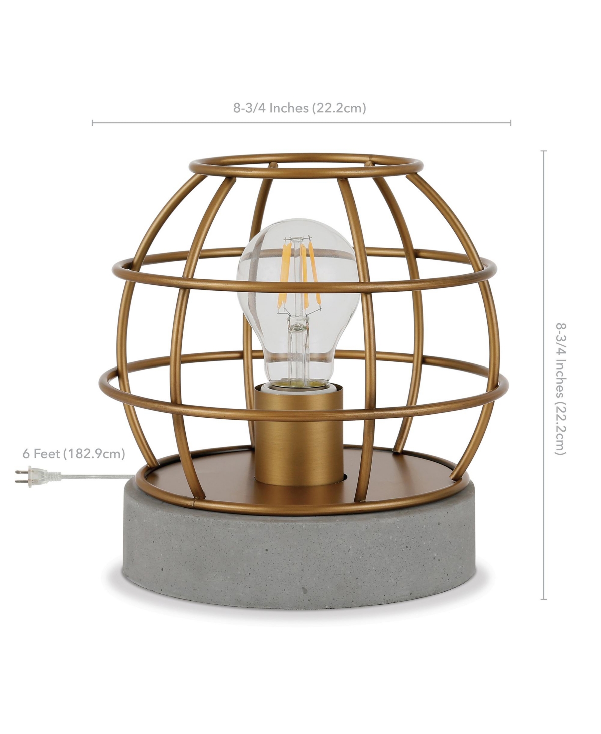 Hudson & Canal Kennet Table Lamp With Antique Brass Cage And Concrete Pedestal