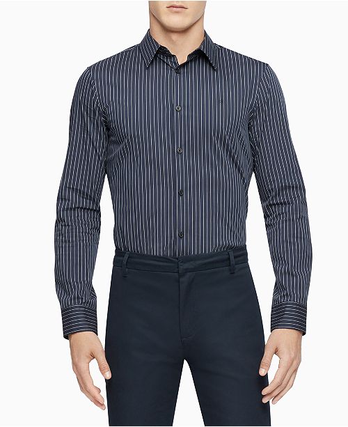 Calvin Klein Men S Slim Fit Stretch Pinstripe Shirt Reviews