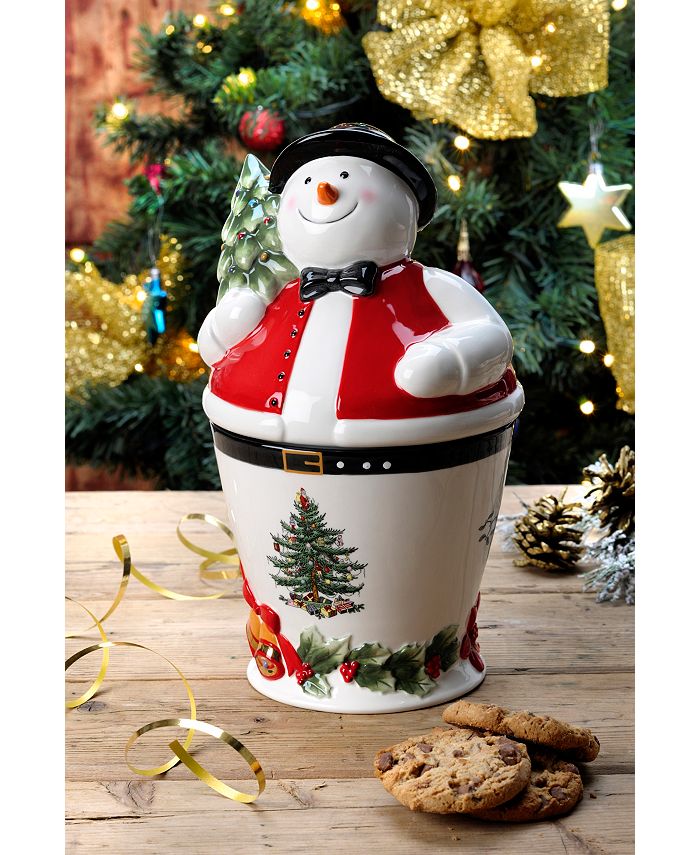 Spode Christmas Tree Mr. Snowman Cookie Jar Macy's