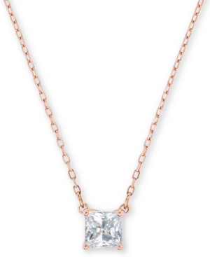 image of Swarovski Cubic Zirconia Square Solitaire Pendant Necklace, 14