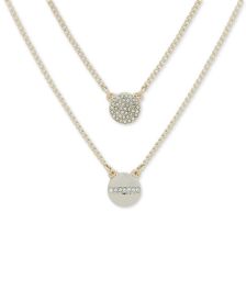 Gold-Tone Crystal Pendant Two-Row Necklace, 16" + 3' extender