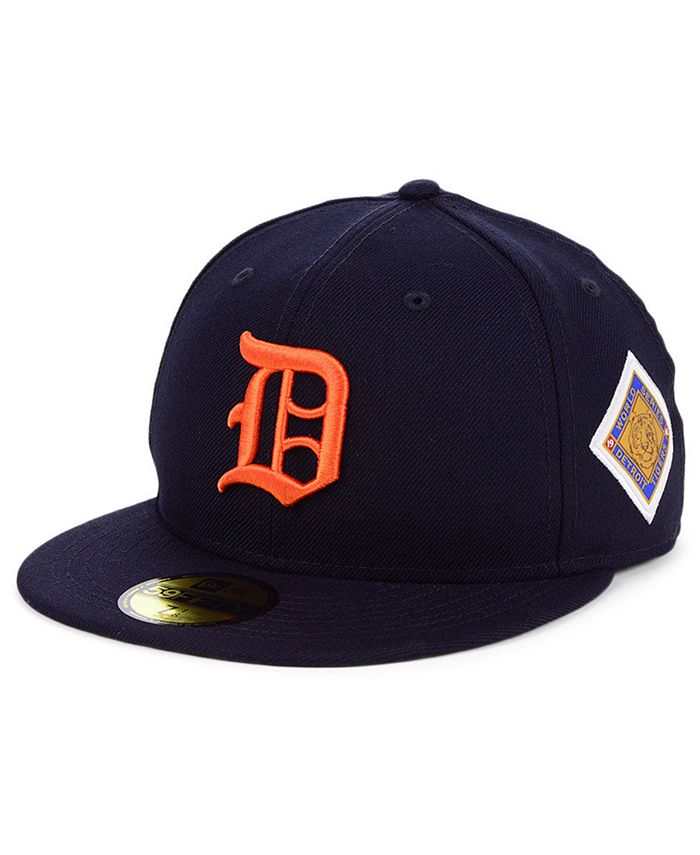 Detroit Tigers White on Red 59FIFTY Men's Fitted Cap by Vintage Detroit Collection