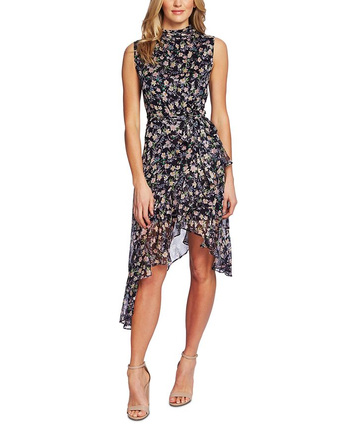 CeCe Floral-Print Asymmetrical Dress - Macy's