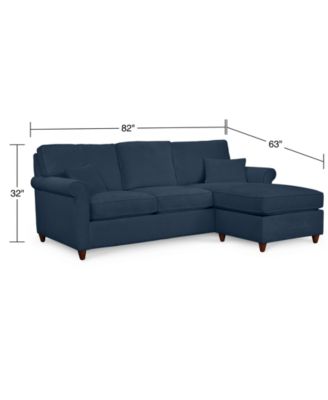 Lidia 82" Fabric 2-Pc. Chaise Sectional Queen Sleeper Sofa with Storage Ottoman - Custom Colors, Created for Macy's