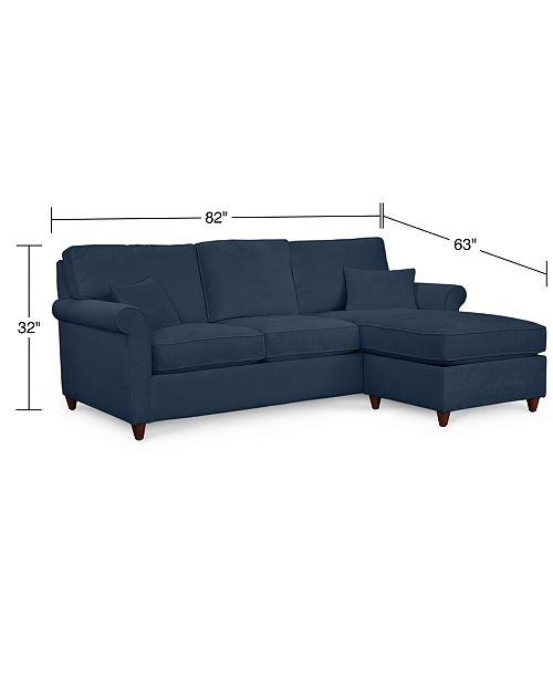 Furniture Lidia 82 Fabric 2 Pc Chaise Sectional Queen Sleeper