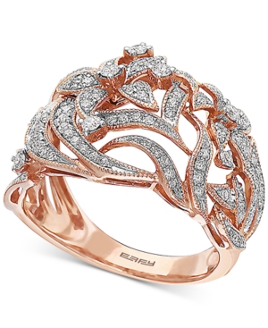 image of Effy Diamond Floral Statement Ring (3/8 ct. t.w.) in 14k Rose Gold