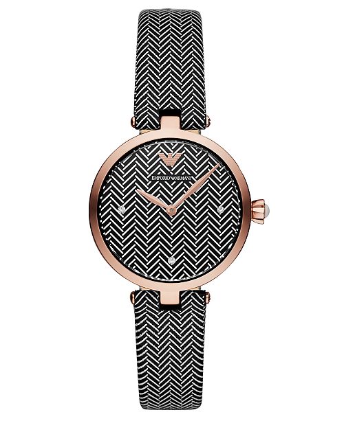 Emporio Armani Women S Black White Leather Strap Watch 32mm