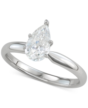 image of Diamond Pear-Cut Solitaire Engagement Ring (1 ct. t.w.) in 14k White Gold