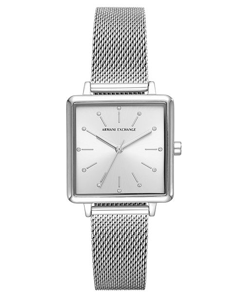 A X Armani Exchange Women S Lola Stainless Steel Mesh Bracelet Watch 30mm Reviews Watches Jewelry Watches Macy S