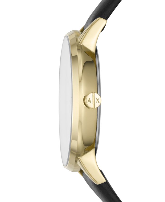 A|X Armani Exchange Women's Lola Black Leather Strap Watch 36mm - Macy's