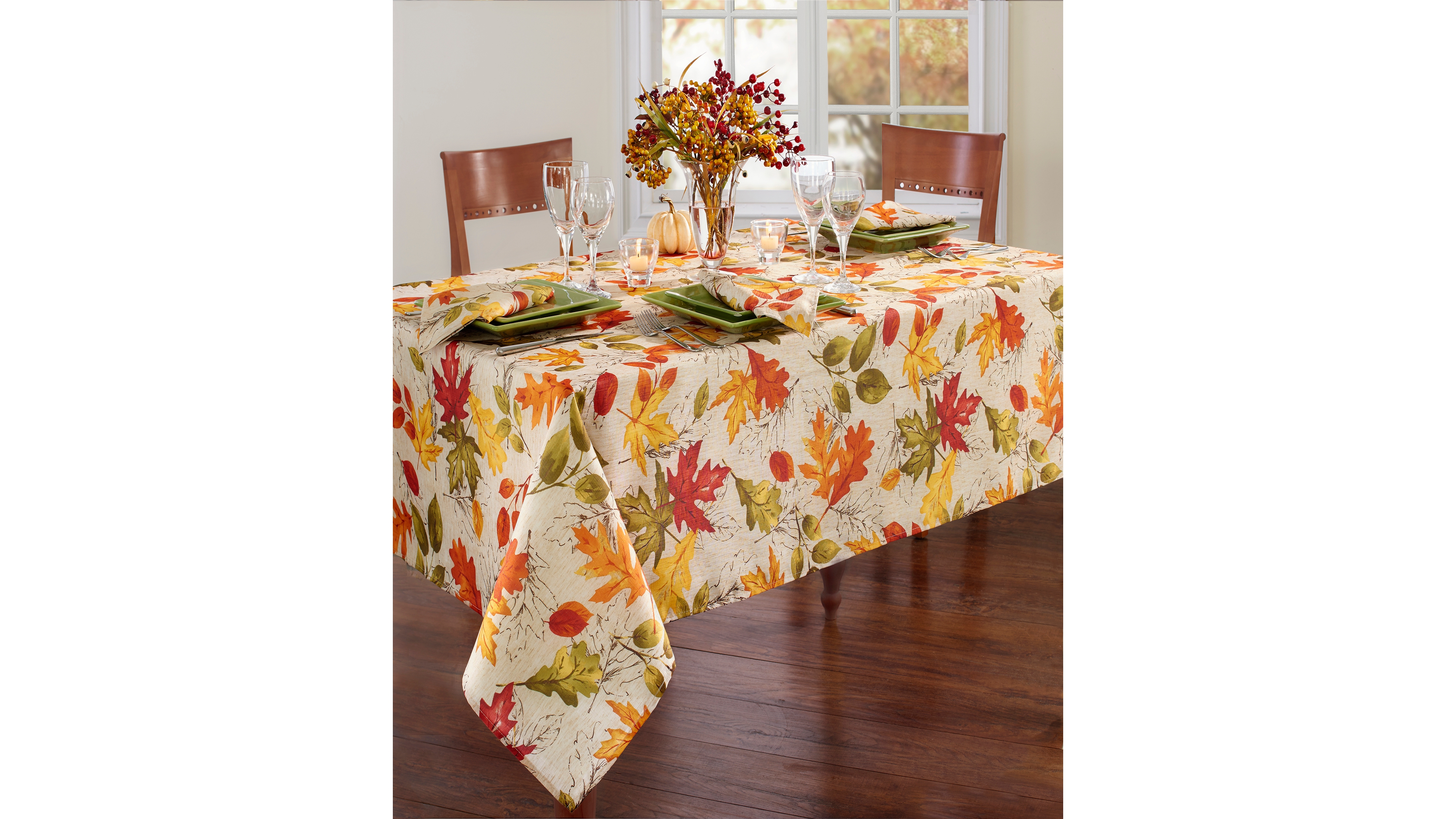 Elrene Autumn Leaves Fall Printed Tablecloth, 60" x 144"