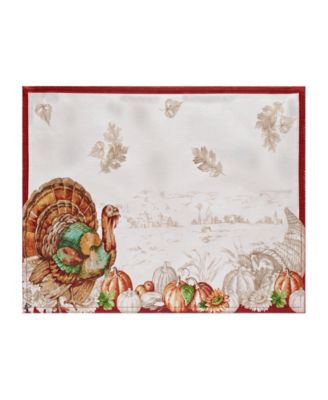 Holiday Turkey Bordered Fall Placemat, Set of 4