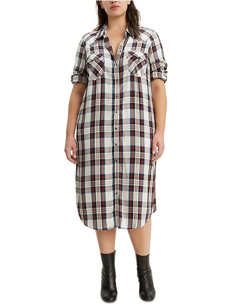 Levi S Trendy Plus Size Fiora Plaid Western Shirtdress Reviews