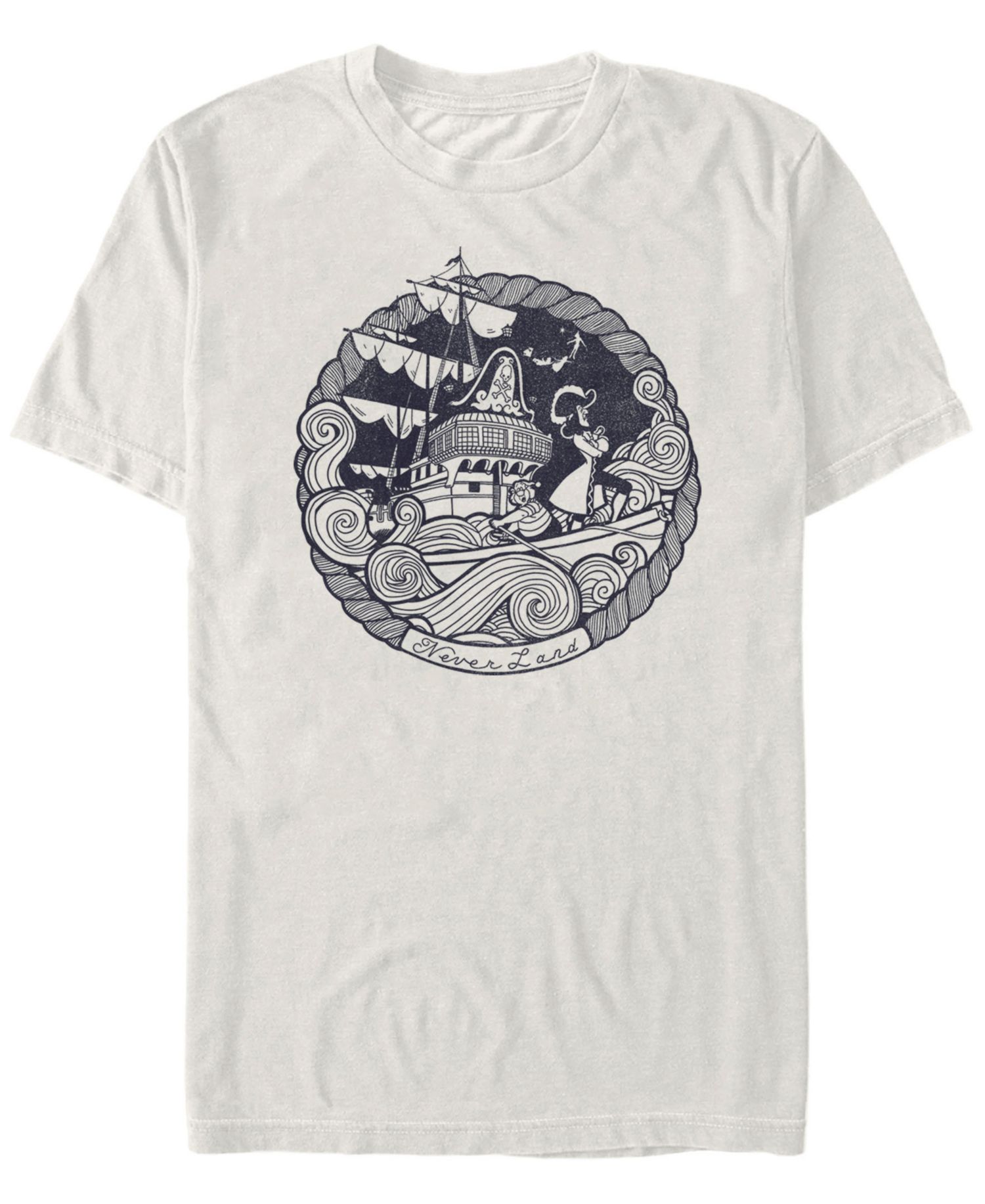 Disney Men's Peter Pan Captain Hook Ship Stamp Short Sleeve T-Shirt