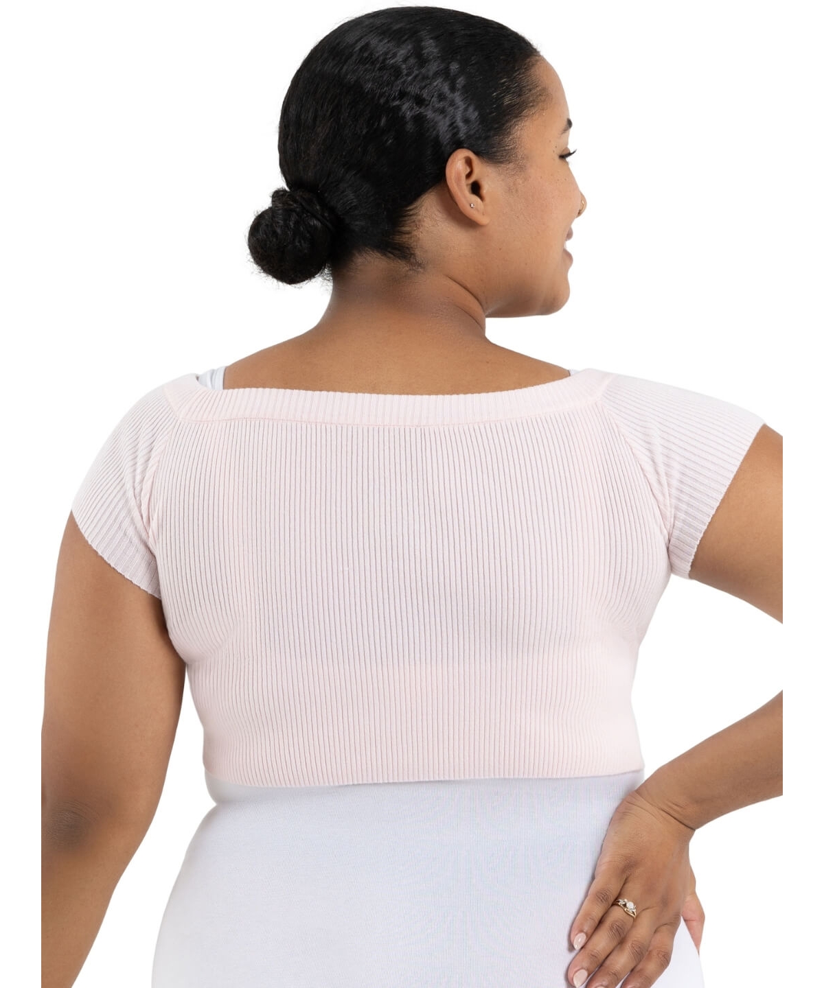 Capezio Ribbed Sweater Knit Cropped Sweater
