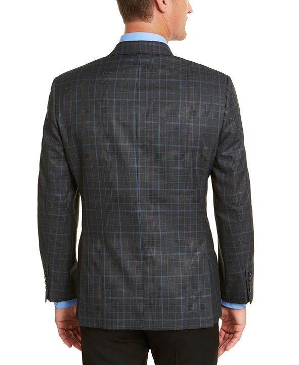 Michael Kors Men's ClassicFit Charcoal/Blue Plaid Sport Coat & Reviews