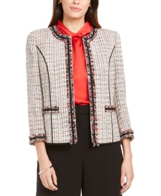 anne klein tweed fringe jacket