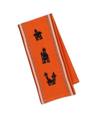 Haunted Houses Embroidered Dishtowel