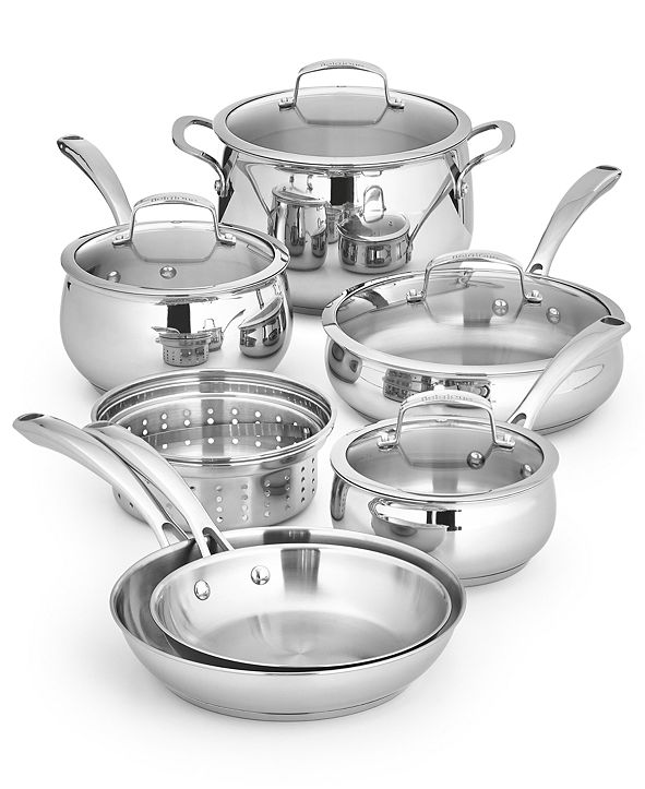 Belgique Polished Stainless Steel 11-pc. Cookware Set, Created for Macy ...