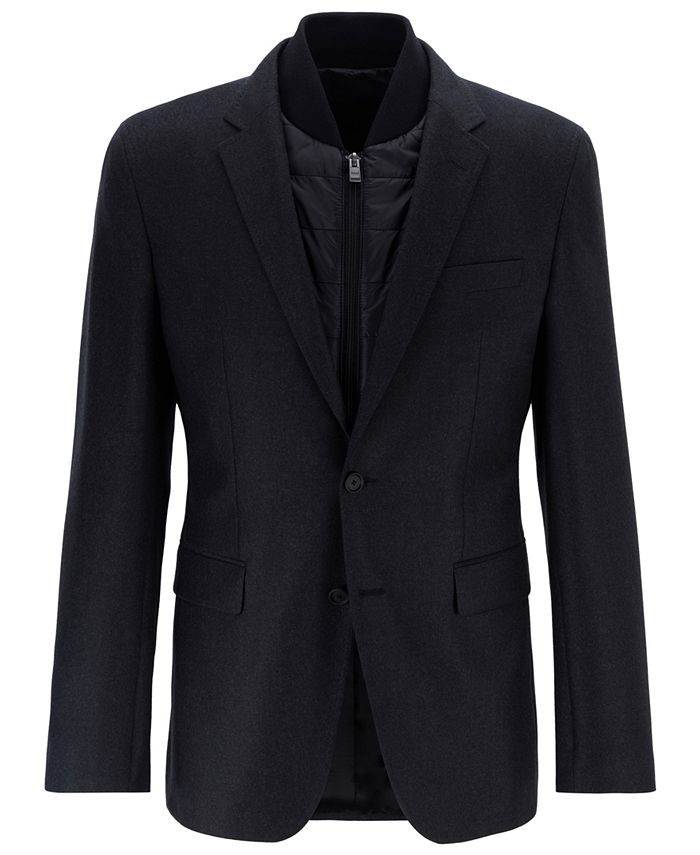 Hugo Boss BOSS Men's Hadik Slim-Fit Virgin Wool Blazer With Detachable ...