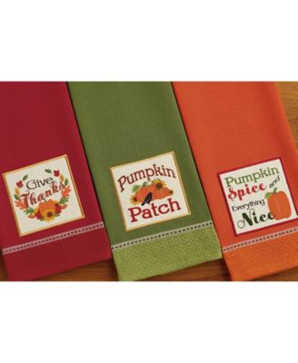 Assorted Country Pumpkin Embroidered Dishtowel Set