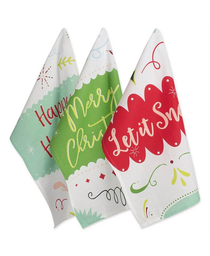 Design Imports Assorted Winter Wishes Holiday Printed Dishtowel Set ...