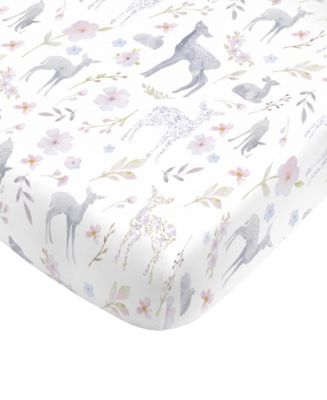 NoJo Floral Deer Mini Crib Sheet - Macy's