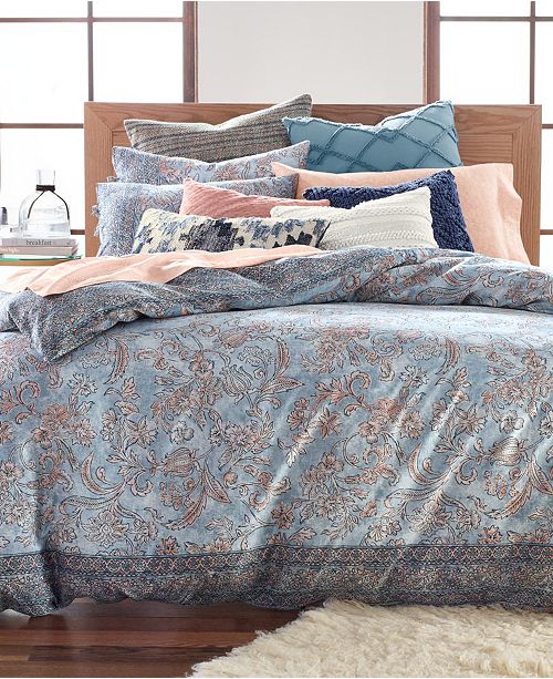 Lucky Brand Blue Basanti Cotton 2 Pc Twin Duvet Set Created For