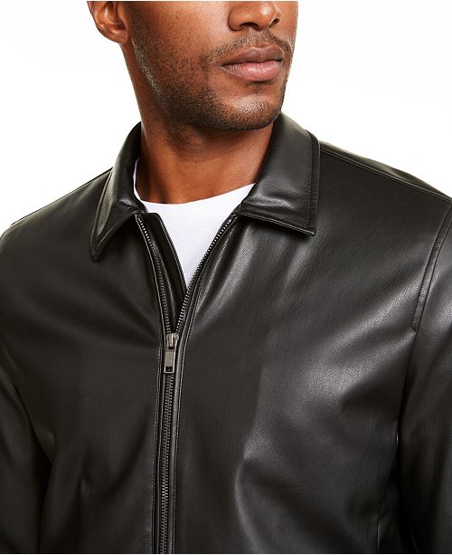 alfani men's faux leather harrington jacket, created for macy's alfani men's faux leather harrington jacket, created for macy's