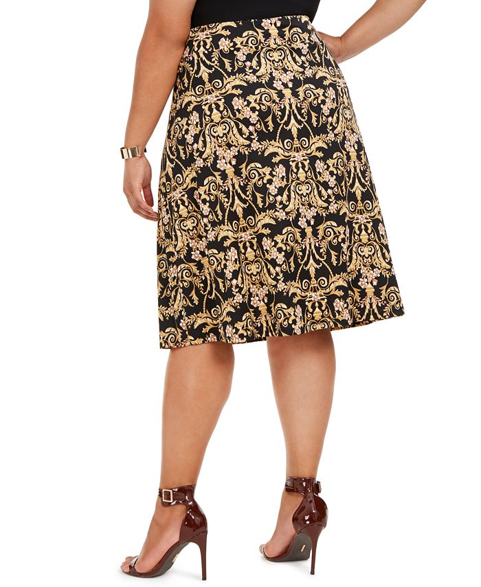 NY Collection Plus Size Printed A-Line Skirt - Macy's