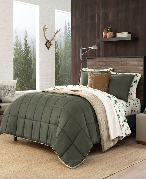 Eddie Bauer Sherwood Dark Green Comforter Set Full Queen