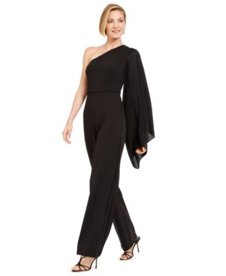 crepe one shoulder jumpsuit