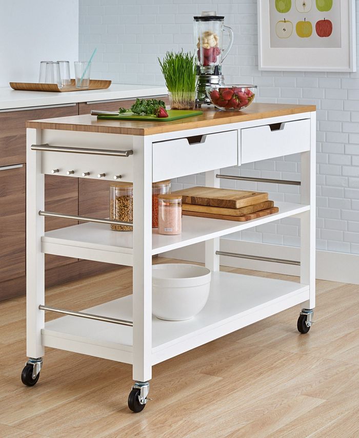 TRINITY 48" Bamboo Kitchen Island with Drawers Macy's
