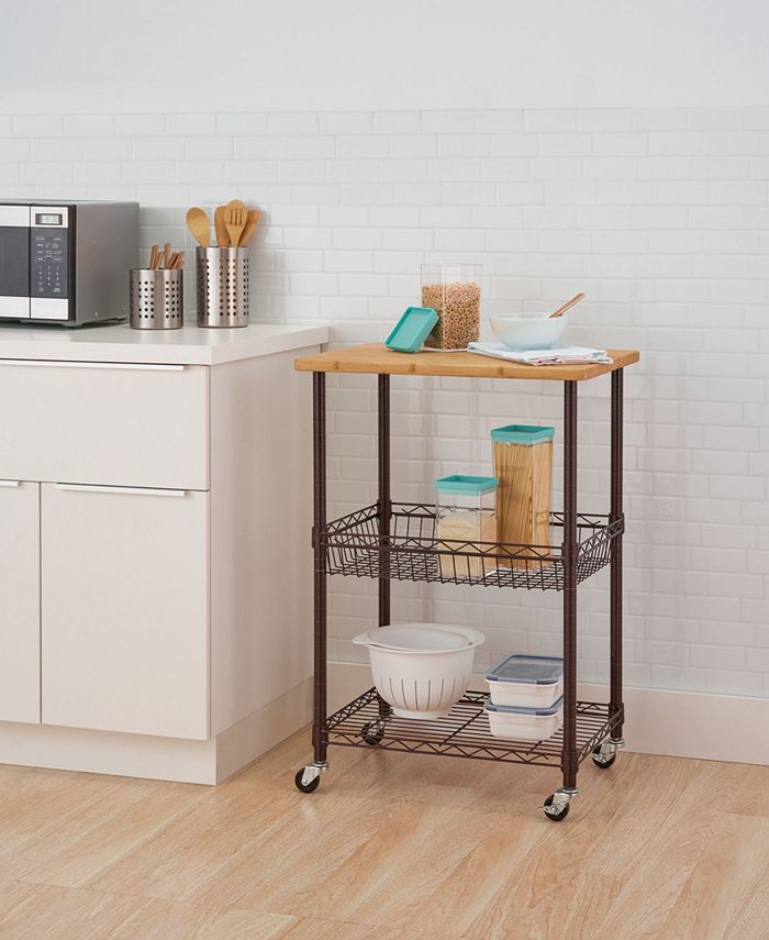 TRINITY Basics Bamboo Top Kitchen Cart Macy's