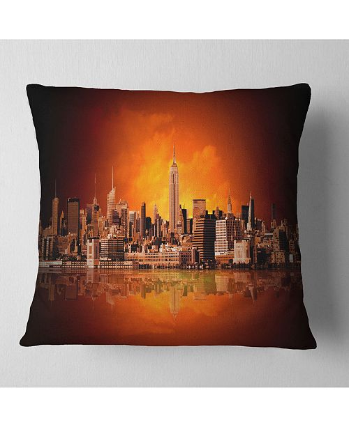 Design Art Designart New York City Panorama In Red Light Cityscape