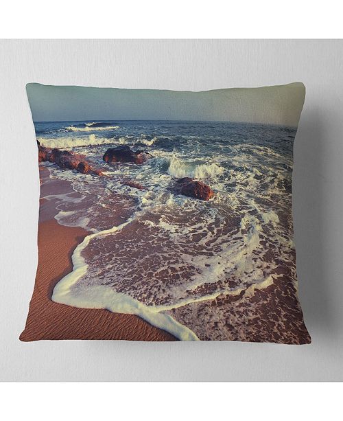 Design Art Designart Foaming Waves Kissing Wide Beach Seashore
