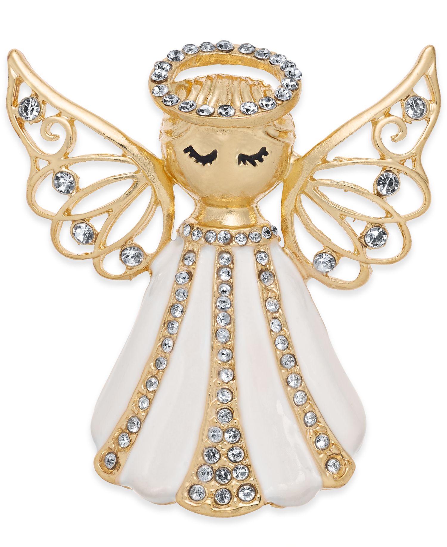 Gold-Tone Crystal Angel Pin
