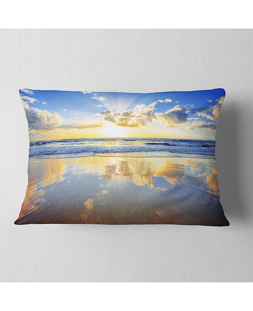Blue Sky And Clouds Mirrored In Sea Seashore Throw Pillow 12 X 20