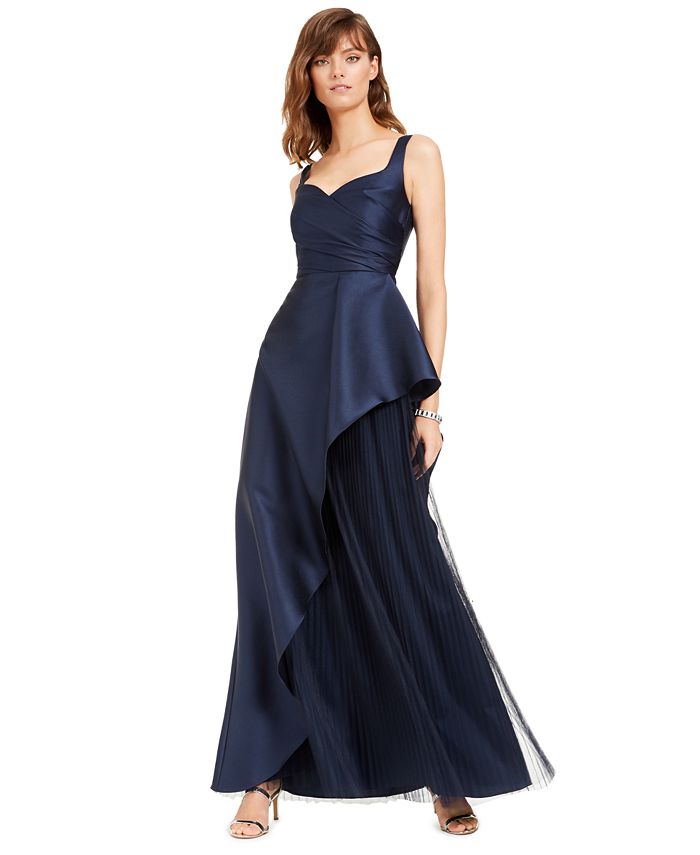 Adrianna Papell Mikado Asymmetrical-Pleated Gown - Macy's