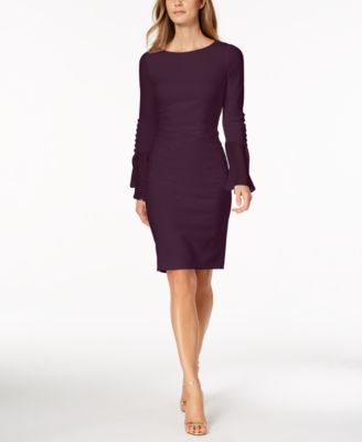 Calvin Klein Chiffon-Bell-Sleeve Sheath 