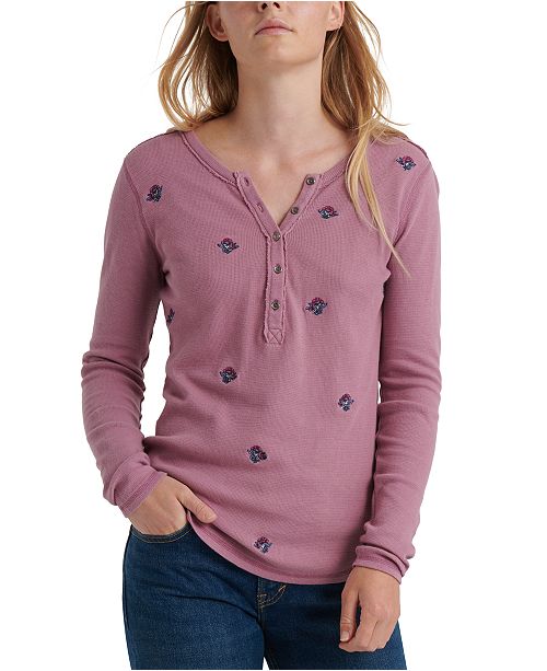 Lucky Brand Embroidered Thermal Top Reviews Tops Women